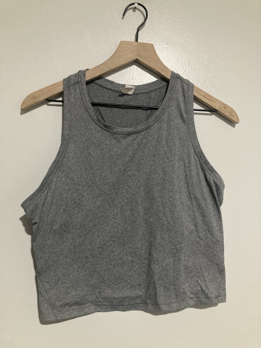 Yogalicious Womens Heathered Gray Racerback Crop Tank Top Size L RN144527
